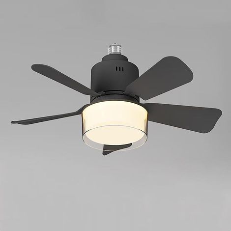 Plafonnier LED spirale, plafonnier domestique, E27, pales amovibles, télécommande, noir, 45 x 18.2 cm (1/5)