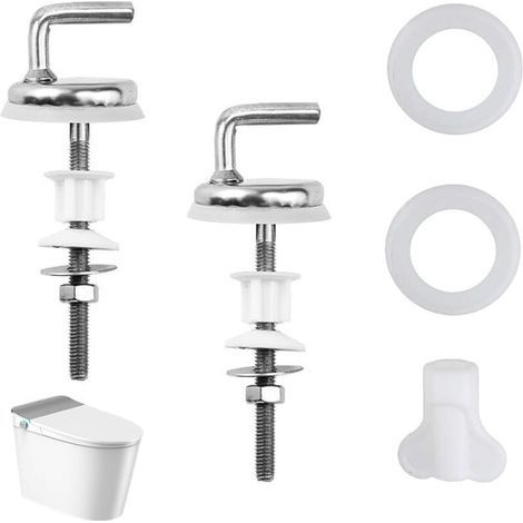 Lot de 2 charnières de siège de toilette, fixations de siège de toilette avec raccords et pièces de rechange compatibles, charnières de siège de toilette à dégagement rapide pour trous aveugles de (1/4)
