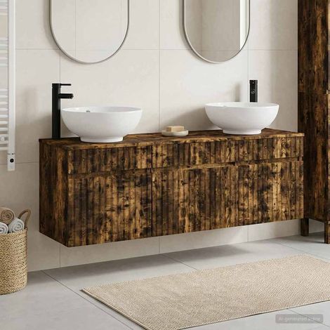 vidaXL Bathroom Cabinet Set 3 pcs Smoked Oak 49 x 44.5 x 66.5 cm (1/5)