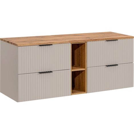 Mueble bajo lavabo 140cm 2 compartimientos Adriel Cachemira y Madera (1/4)