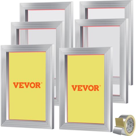 VEVOR Marco de Pantalla de Seda 6 Piezas Marcos de Serigrafía de Aleación de Aluminio 25,4x35,6cm Kit de Serigrafía con Malla 110 de Poliester Reutilizable Limpieza Fácil Accesorios de Serigrafía Tela (1/5)
