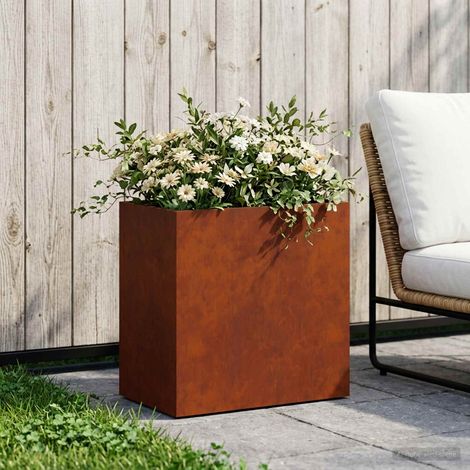 Cache-pot de jardin Rouillé 50 x 30 x 40 cm Acier patiné (1/5)