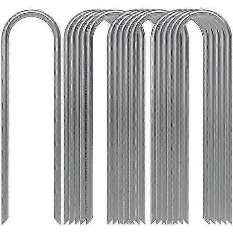 2026 Piquets de sol adaptés, agrafes de jardin, barres d'armature, crochets en U en acier galvanisé, ancrages au sol robustes pour camping, trampoline, clôture, 10 pièces (1/5)