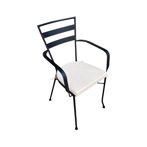 FAUTEUIL EN ACIER AVEC COUSSIN INDIE NOIR 52,5X50XH90 CM