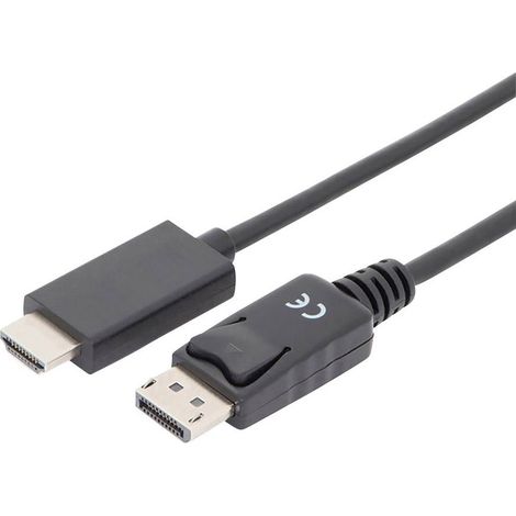 Câble adaptateur Digitus DisplayPort / HDMI Fiche mâle DisplayPort, Fiche mâle HDMI-A 1.00 m noir AK-340303-010-S blindage triple Câble DisplayPor C698531 (1/4)