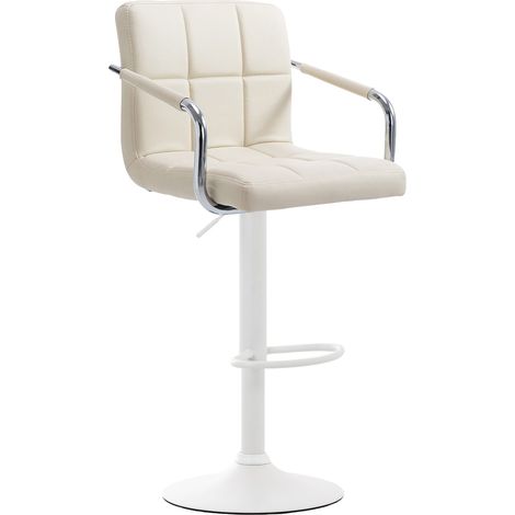 Sgabello da bar x1 poggiapiedi in sintetico crema piedi a tromba in metallo bianco opaco TDB10525