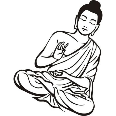 Buddha Wandtattoo aus schwarzem PVC abnehmbar leicht zu