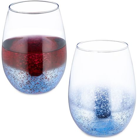 Juego de 2 copas de vino sin tallo azules (1/5)