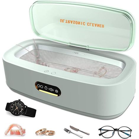 Nettoyeur à Ultrasons [300ml], Appareil de Nettoyage Ultrasons 45000 Hz, avec 4 Réglages du Temps pour Nettoyer les Bijoux, Montres, Lunettes, Ustensiles et Dentiers (1/5)