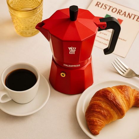 Cafetière Italienne - Aluminium - 6 Tasses - Rouge (1/3)