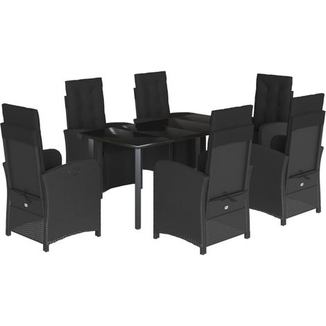 Maison Exclusive - 7-tlg. Garten-Essgruppe mit Kissen Schwarz Pol