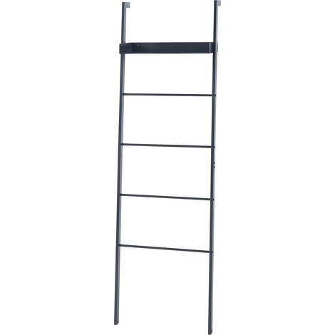 Étagère design intemporel salon chambre meuble de rangement échelle acier 160 x 50 x 28 cm noir (1/4)