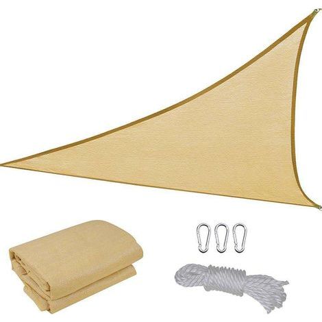 Dreieckiges Sonnensegel 2 x 2 x 2 m, HDPE-Sonnenschirmgewebe mit UV-Schutz, geeignet für Garten, Terrasse, Balkon (beige) (1/5)
