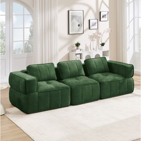 Divano modulare 3 posti 271x93x67 cm in poliestere verde, senza montaggio – MEUBLIV (1/5)