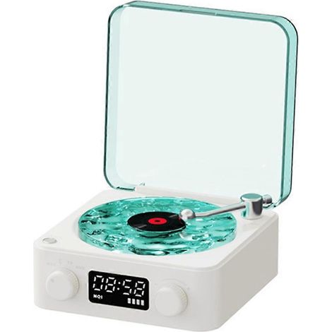 KW03 Retro-Schallplattenlautsprecher RGB Kabellos Bluetooth 5.0 Weiß--