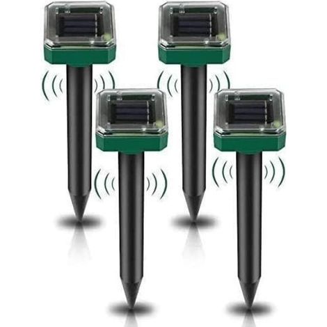 Paquete de 4 repelentes solares ultrasónicos de 6626 cm, repelente solar para topos y ratones para uso en exteriores en jardines contra topos, topillos, ardillas terrestres, serpientes u otros roedore (1/5)
