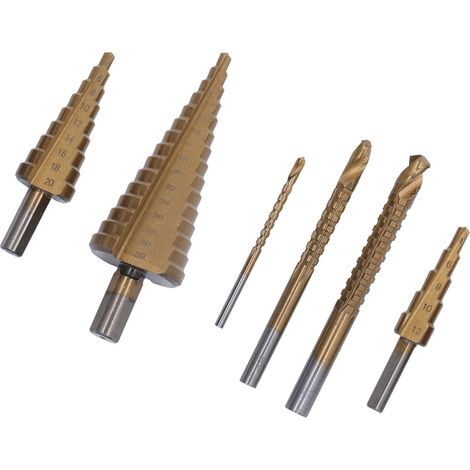 Kit de forets étagés à queue triangulaire universelle, jeu de forets pagode en acier rapide haute dureté avec boîte de rangement, adapté à la fonte. (1/5)