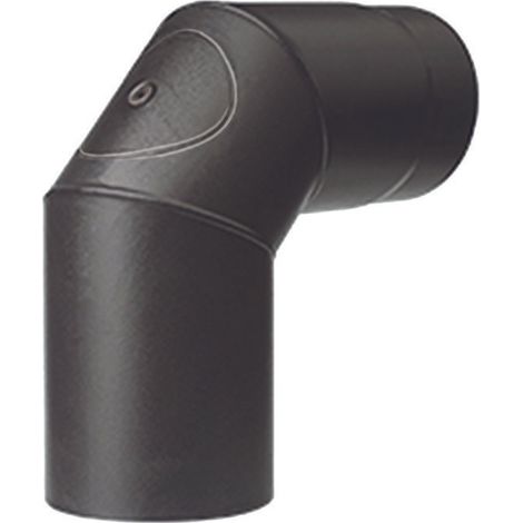 Gomito 90° porc. c/ispezione stufe a legna nero opaco ala smalto top - ø mm.150