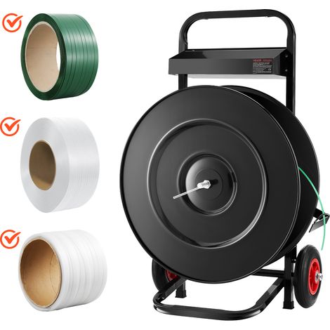 VEVOR Dispensador de Flejes, Adecuado para Rollos de Flejado de PET/PP/Poliester con Un Tamaño de Núcleo de 203/406 mm, Acero al Carbono Q235, con Sistema de Frenado Mejorado, 410 x 670 x 1000 mm (1/5)