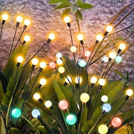 Outdoor Solar Lights, 4 Pieces 10 LED Solar Firefly Lights for Garden, Balcony, Outdoor Solar Lamp Garden Decoration, Waterproof IP65, [Energy Class C] (RGB) (1/5)