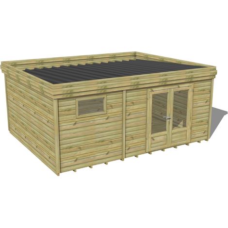 ABRI DE JARDIN bois traité 27mm, 6x4,3m, 26m2, Plancher (1/3)