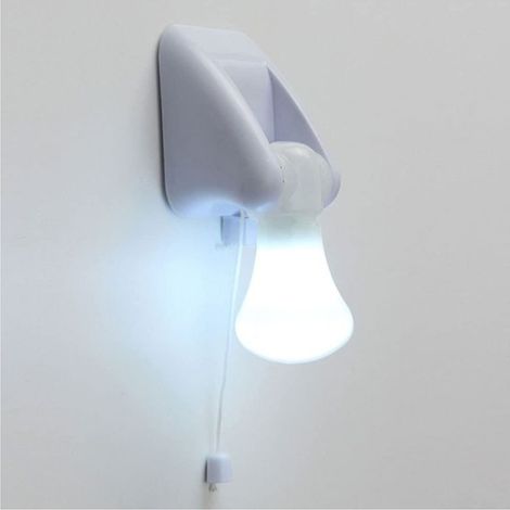 Lampe LED Portative - 10 lm - Blanc 4000 K - Fixation Auto-Adhésive ou Libre - Interrupteur à Cordon Tiré - Pour Armoire Chambre Couloir Garage - 1 Pièce (1/5)