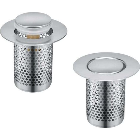 2 Pièces Filtre à Evier en Acier Inoxydable Cuisine, 33 × 51.3 mm Grille Douche, Bonde Evier Pop-Up en Noyau en Laiton, pour Cuisine, Salle de Bain, Baignoire