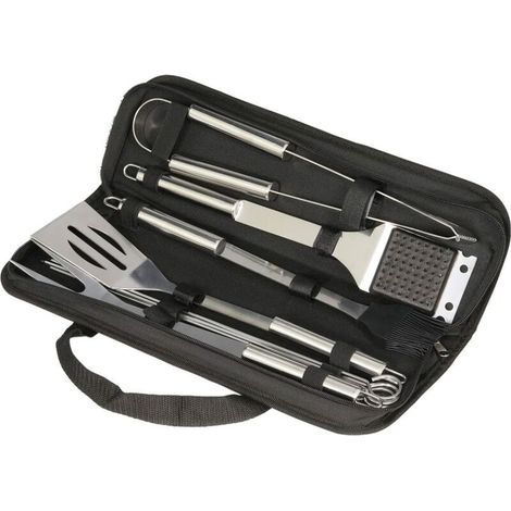 Kit d'accessoires de barbecue en acier inoxydable, dans boîtier portable – DELKEVIC