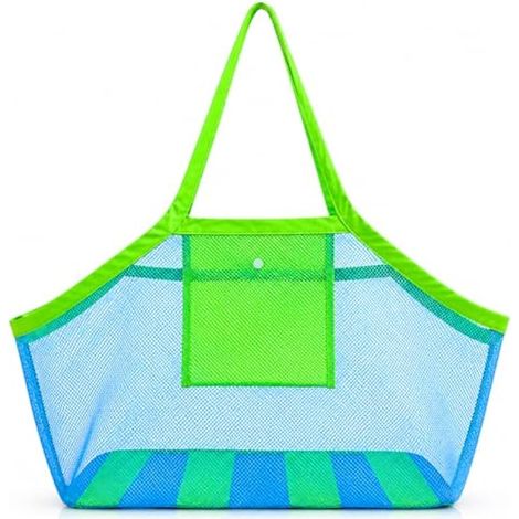 Sac de Plage Sac Filet Jouets de Plage Grande Beach Bag Verte pour Jouets de Sable Vacances en Famille (1/4)