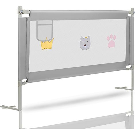 Wolketon Bettgitter 180x70cm Bettschutzgitter Kinderbettgitter Babybettgitter Rausfallschutz für Bett Grau