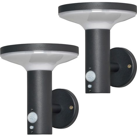 Litecraft Uris Outdoor Solar Power Wall Lights With PIR Sensor in Black - 2 Pack