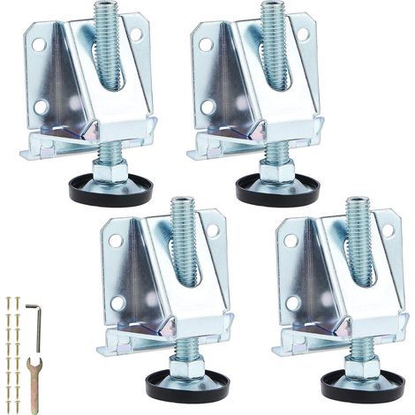 Set mit 4 robusten Nivellierfüßen aus Stahl mit Sicherungsmuttern, verstellbare M10-Möbelfüße für Tische, Schränke, Regale und Möbel (1/5)