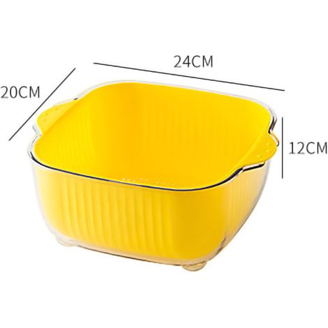 Kleiner, doppelwandiger, entengelber Abtropfkorb, multifunktionale Gemüsewaschschüssel für die Küchenspüle, Obstaufbewahrungs- und Filterkorb, kleine Größe (1/5)