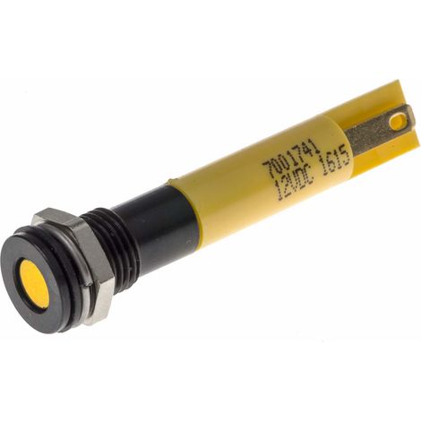 Voyant LED lumineux Jaune RS PRO, dia. 8mm, 12V c.c., IP67 ( Prix pour 1 )