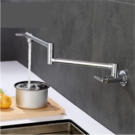 Robinet de remplissage de pot Robinet d'évier de cuisine robinet de remplissage 100% en laiton massif floodage chromé nickel single swing à froid robinet mural Robinet pliant ( Color : Chrome , Size : (1/5)