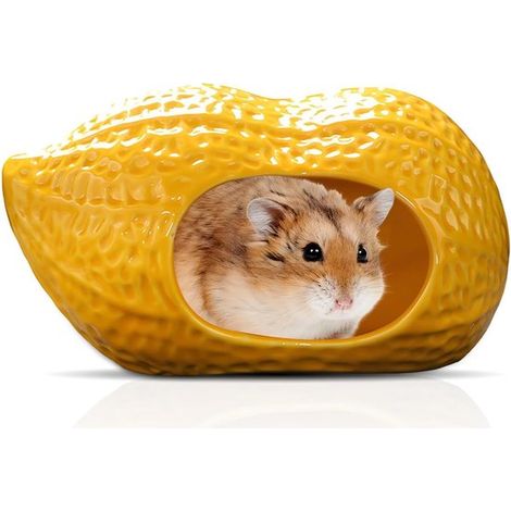 Maison en céramique en forme de cacahuète pour hamster - terrier pour hamster - maison pour hamsters, gerbilles et autres petits animaux - 10cm (1/5)