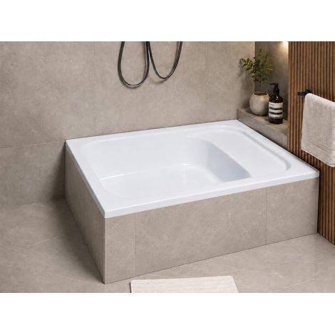 ECOLAM receveur de douche profond rectangle Roni Polimat 120x80 cm avec assise ensemble complet siphon + silicone (1/5)