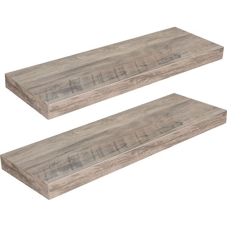 Étagères Murales, Lot de 2, Tablettes Flottantes, Suspendues, avec Supports Cachés, Longueur 60 cm, pour Salle de Bain, Chambre, Toilettes, Cuisine, Bureau, Salon, Grège (1/5)