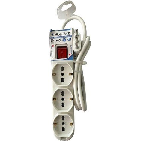 HIGH-TECH MULTIPRESA COMBO UNIVERSALE 2X3 PRESE 2P+T 10/16A BIPASSO+3 SCHUKO 10/16A BIANCA 9 POSTI