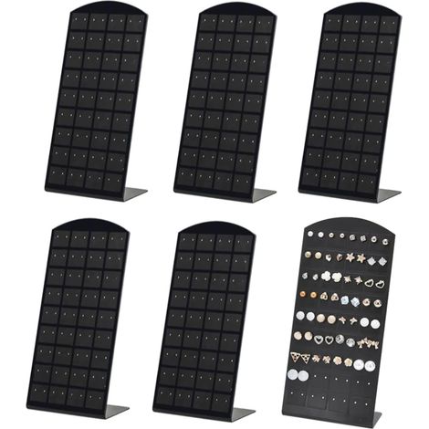 Soporte para pendientes, 6 piezas, 72 agujeros, expositor de joyas en forma de L (1/4)