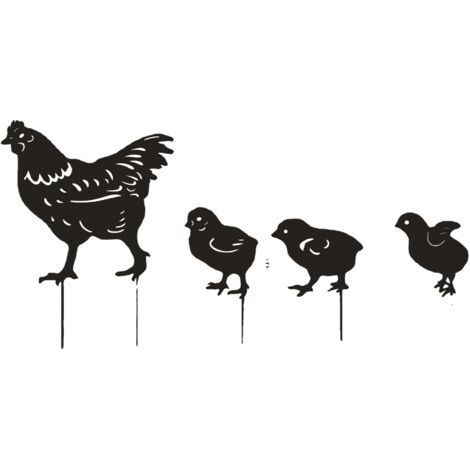 Décor évidé en métal de poulet de poule de jardin, Creative Yard Chicken one plug in, plug in de jardin de poulet de pelouse (1/5)