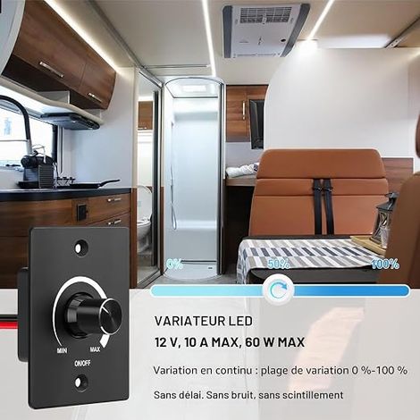 LED Dimmer Switch LED Dimmer 12V 5A 12V Dimmer for LED Dimmable Light for Motorhome Boat Truck Van Caravan (1/4)