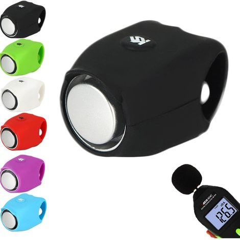 Klaxon de vélo puissant, sonnette électrique, étui en silicone étanche, mini sonnette électronique pour VTT, trottinette, vélo, usage extérieur, pour une utilisation en extérieur. (1/5)