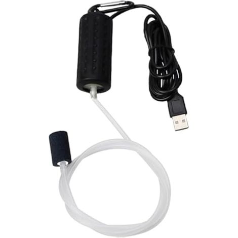 Pompe à air pour aquarium, mini pompe à oxygène USB, silencieuse, avec pierre à air et tuyau en silicone (1/5)