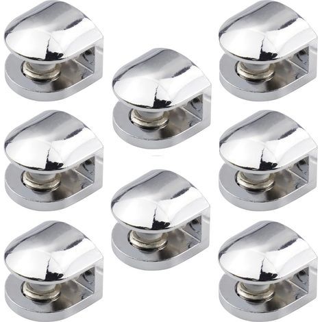 8 Pièces Support Étagère Verre, Pince À Verre Réglable, Accroche Miroir Mural Fixation Miroir Pince sous Verre pour 6 8mm Verre Miroir Étagères (1/5)