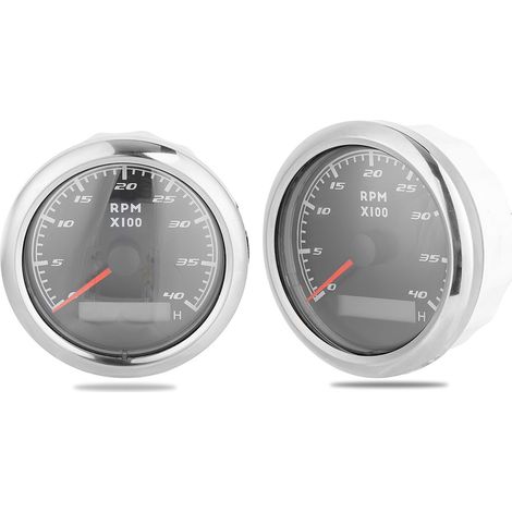 Compteur de vitesse bateau 3,3 pouces Tachymètre marin Jauge LCD Horamètre 12V/24V