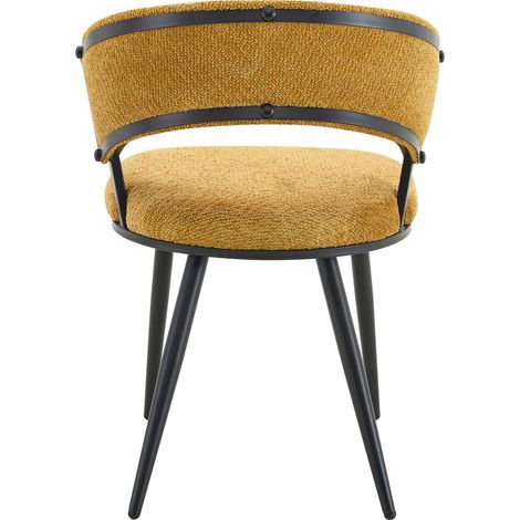 Lot de 2 chaises de salle à manger jaunes en velours avec structure en métal noire, chaises d’appoint modernes avec dossier enveloppant, chaise pour salle à manger, cuisine, salon, chambre (1/5)