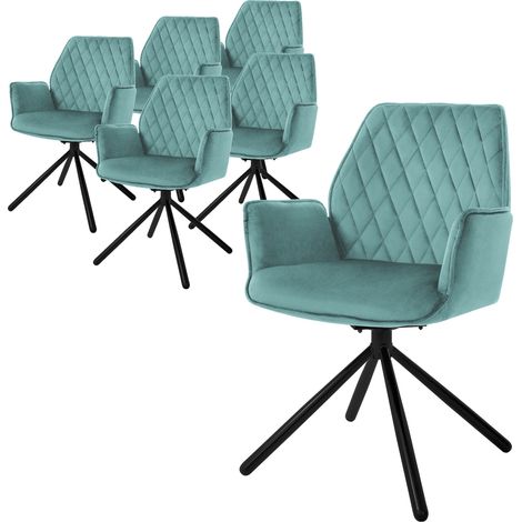 ML-Design Set 6x Sedie da Sala da Pranzo in Velluto Verde Salvia Poltrona Girevole a 180 ° Imbottita con Gambe in Metallo Sedia da Soggiorno Braccioli e Schienale Poltroncine Ergonomiche da Cucina (1/5)