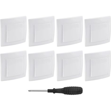 8 Pieces Wall Switch 10A 250V Recessed Button Switches Switch Unit Push Light Switches Extra Flat for Stairs Hallway Bedroom - Unidirectional (1/5)