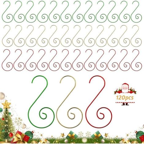 Crochets d'Ornement de Noël, 120 PCS Attache Boule de Noel, Cintre de Suspension pour Arbre de Noel, Crochets pour Décoration de Noël pour Sapins de Noëls, Guirlandes, Boules de Noëls (1/4)